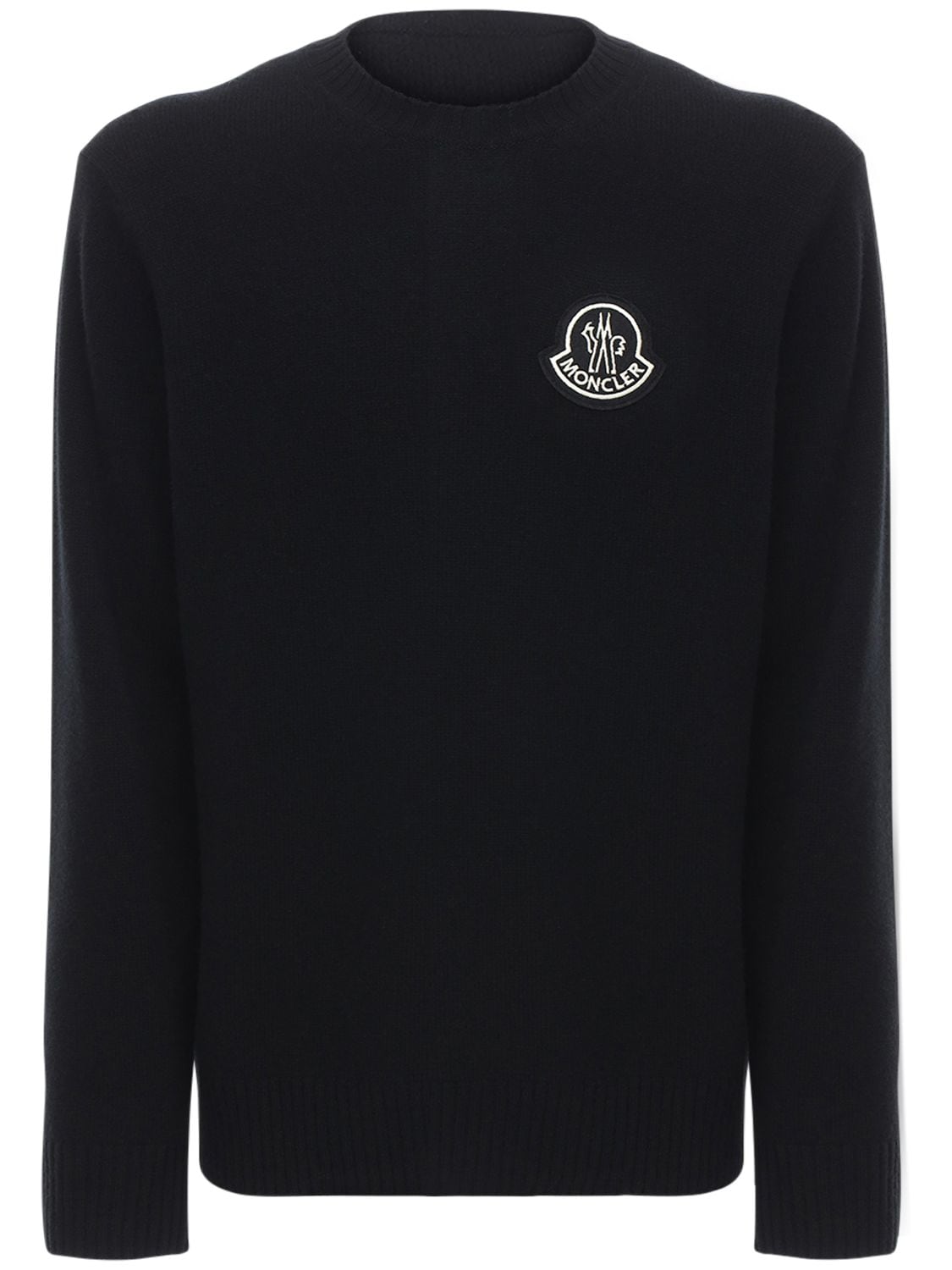 Moncler Genius Embroidered Logo Wool Tricot Sweater In Black | ModeSens