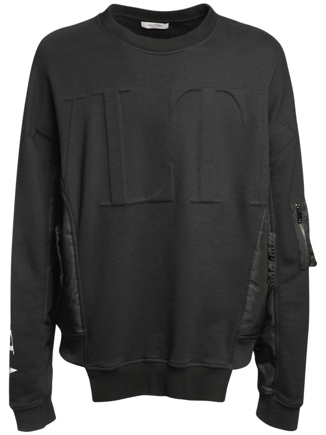 Valentino Embossed Logo Bomber Sweatshirt In Black