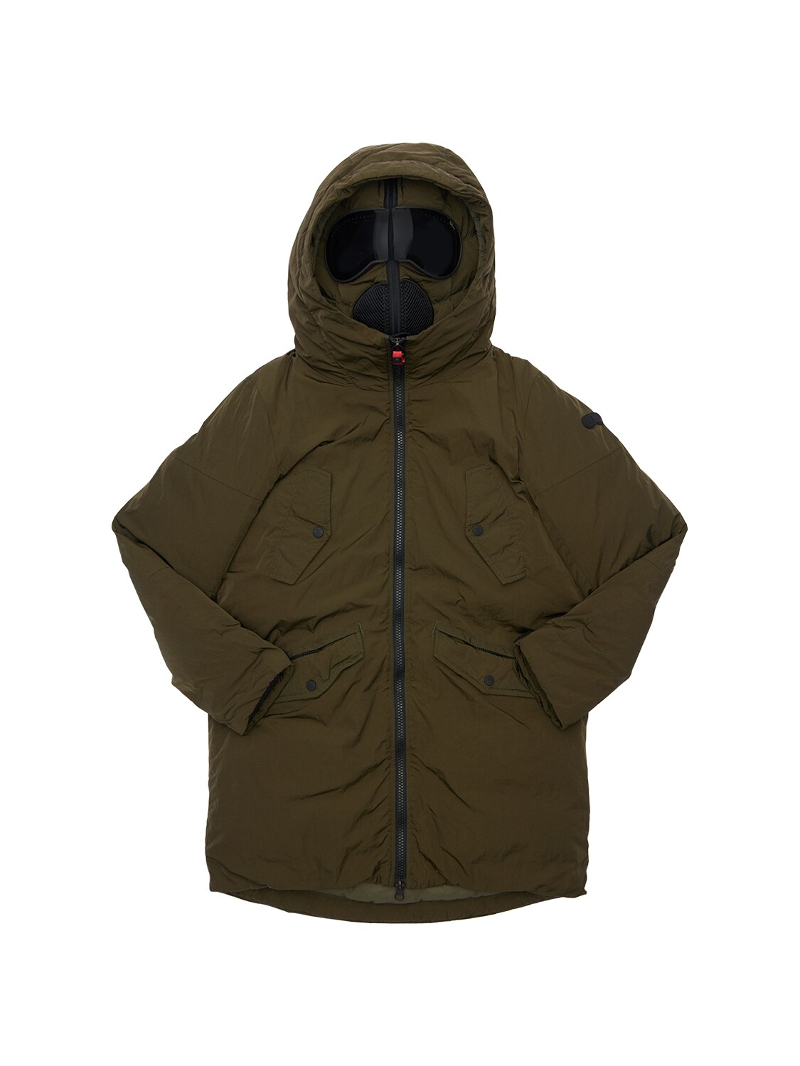 Ai Riders On The Storm Kids' Double Hooded Nylon Down Coat In Forest Green