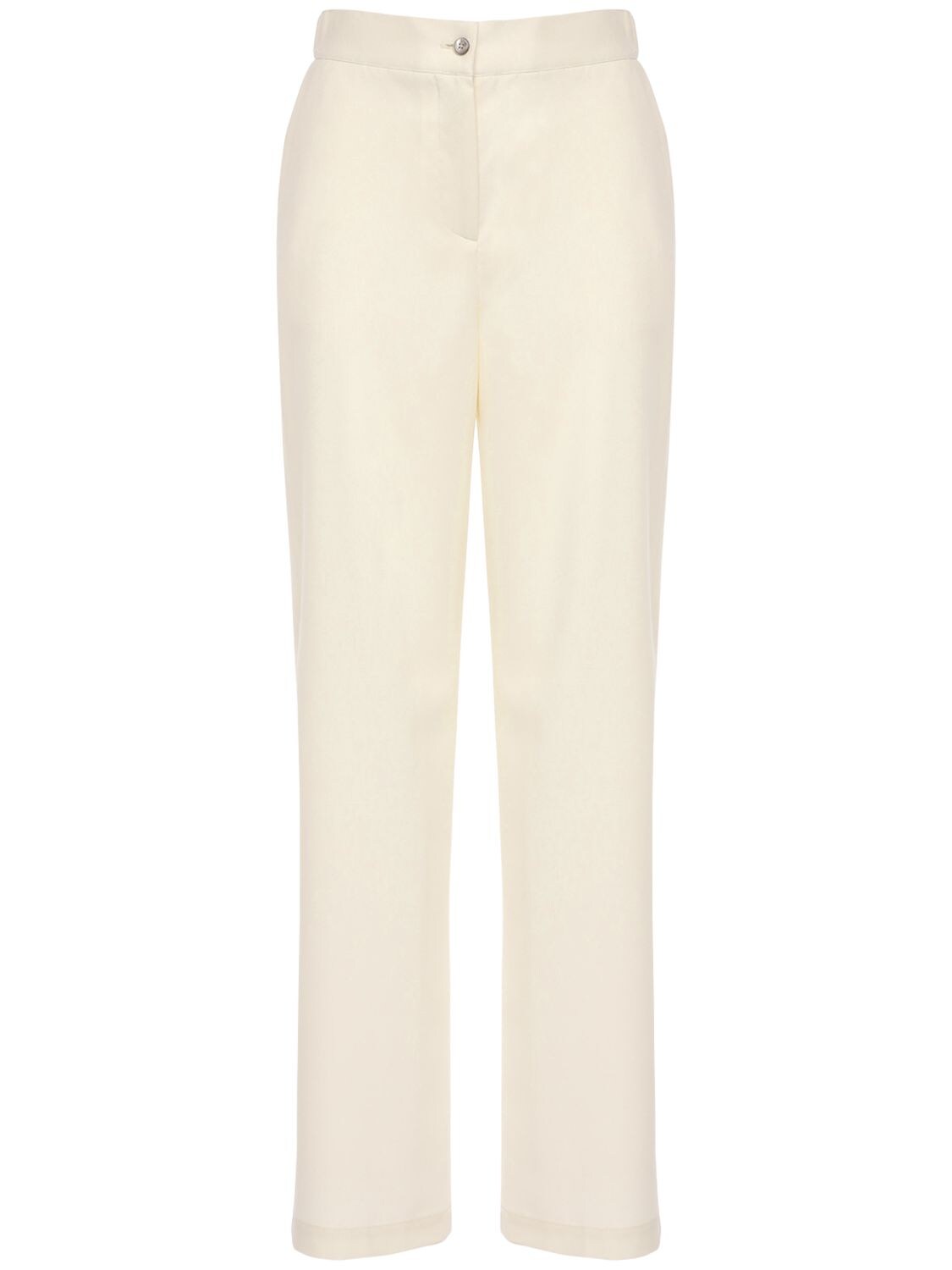 Lardini Norma Flannel Straight Pants In Ivory