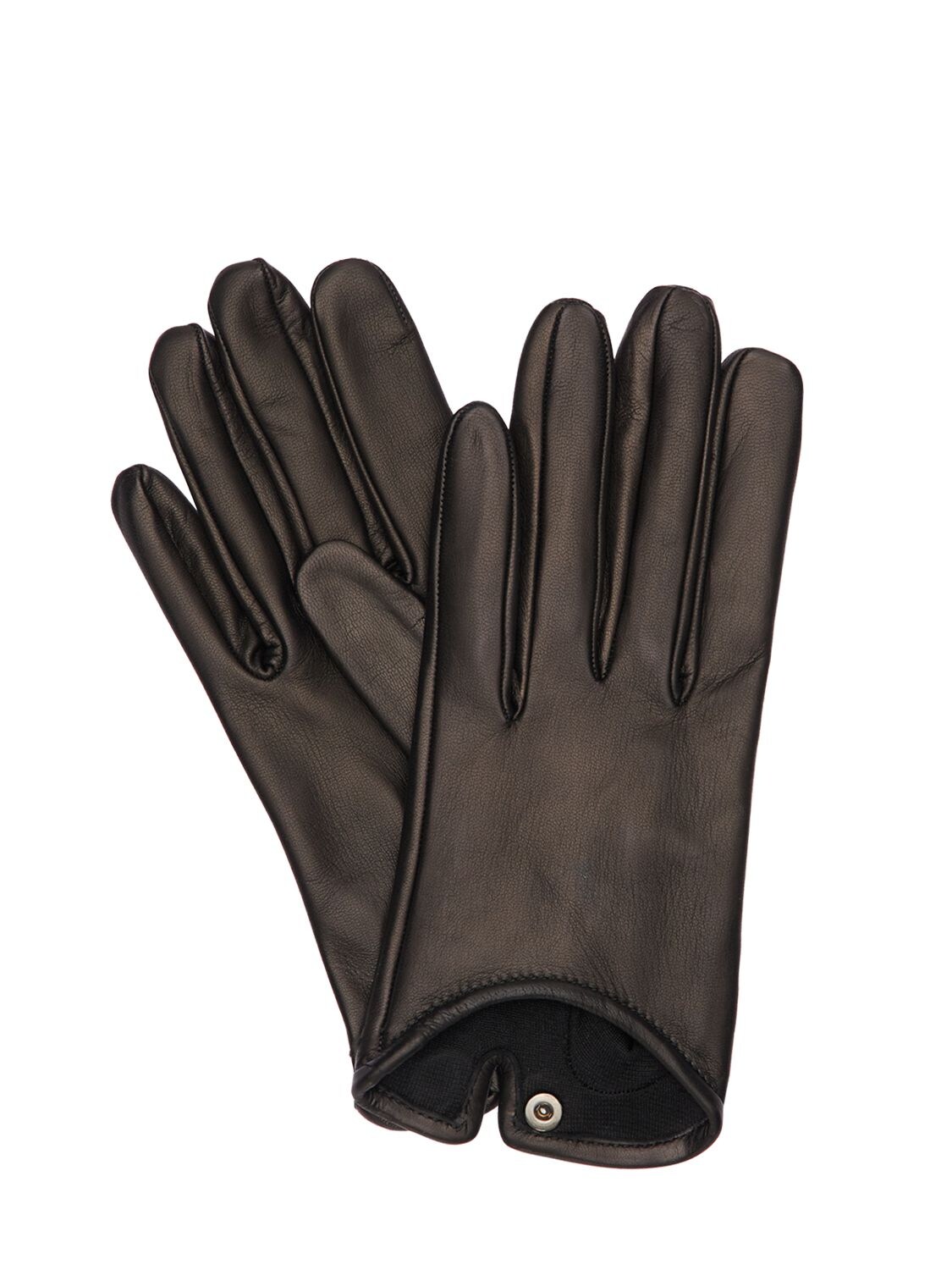 Mario Portolano Leather Gloves In Black