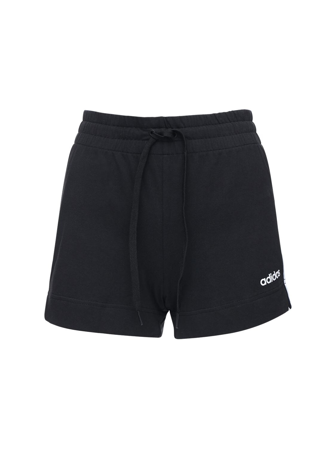 Adidas Originals Essential 3s Stretch Cotton Sweat Shorts In Black
