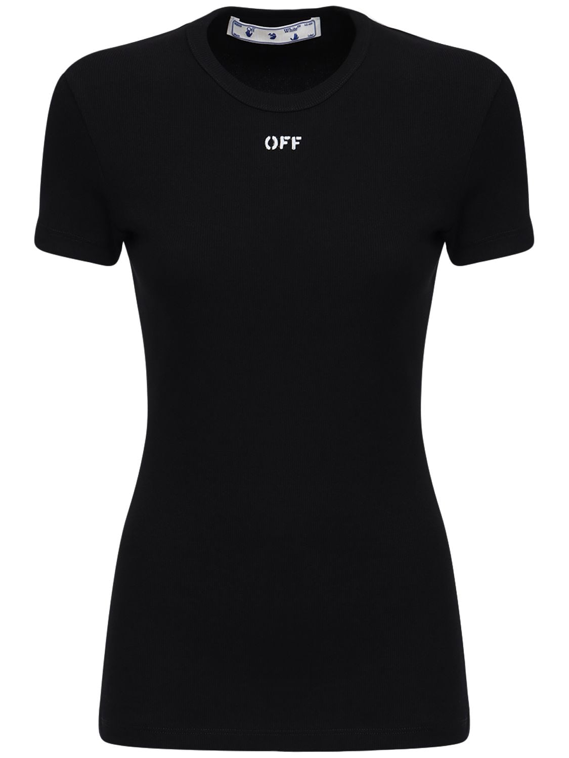 Off-white Off Cotton Blend Jersey T-shirt In Black,white