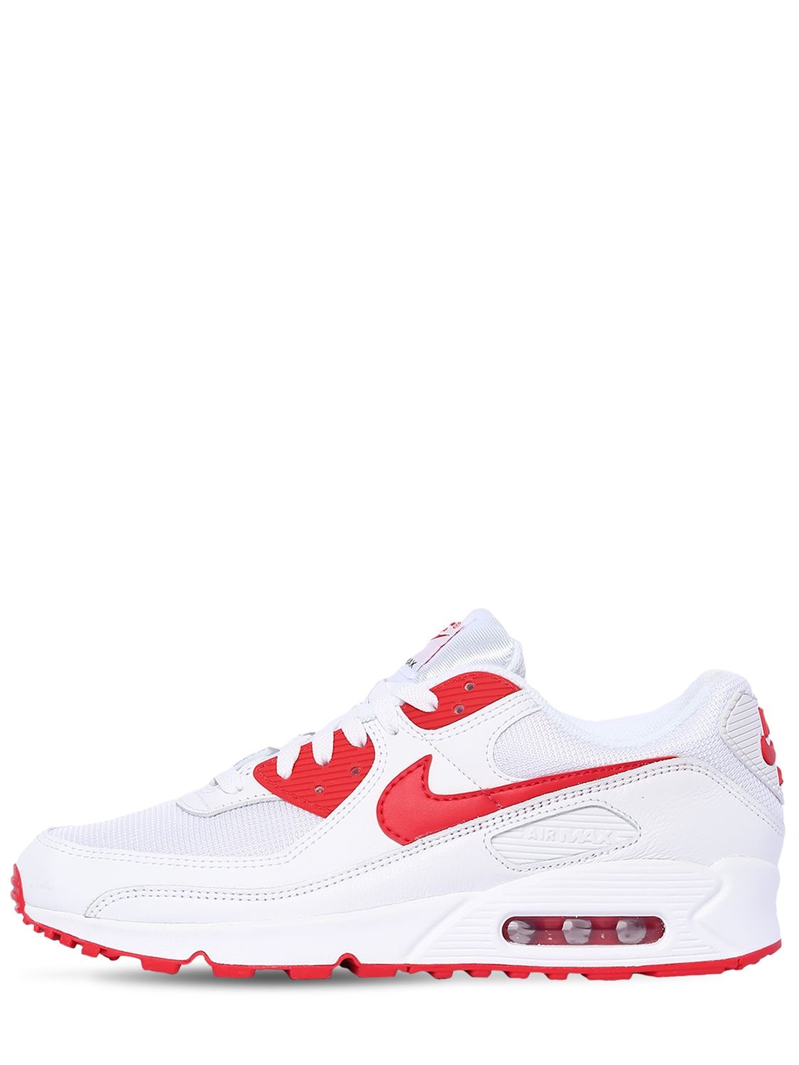 Nike Air Max 90 Sneakers In White,hyper Red