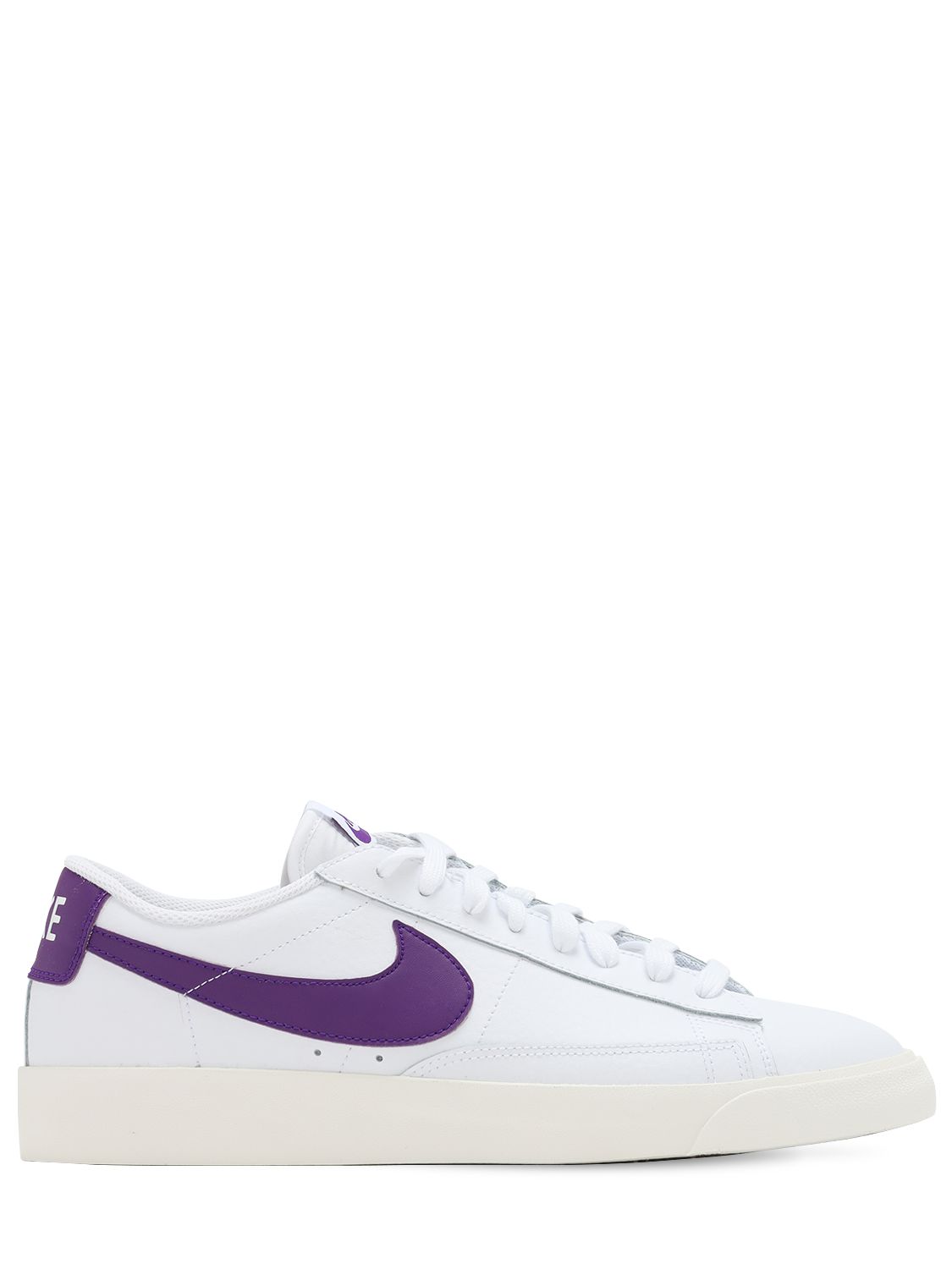 Nike Blazer Low Leather Sneakers In White,purple | ModeSens