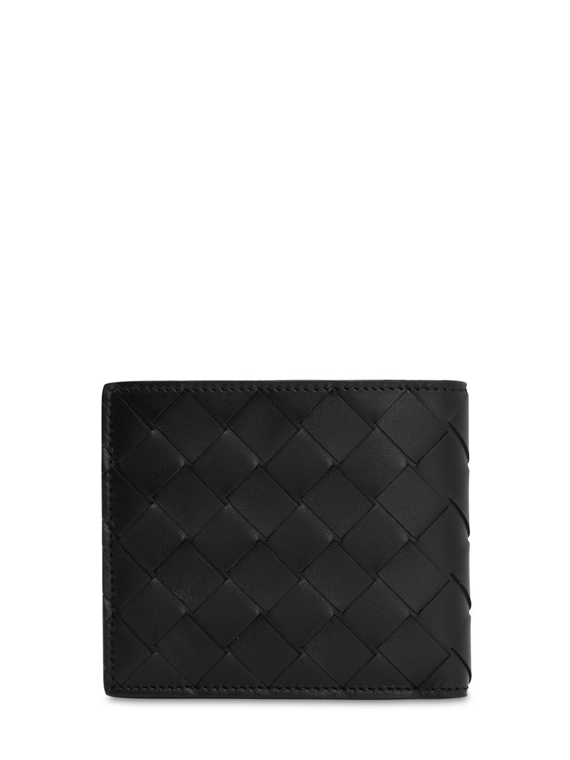 Shop Bottega Veneta Intrecciato Leather Bi-fold Wallet In Black