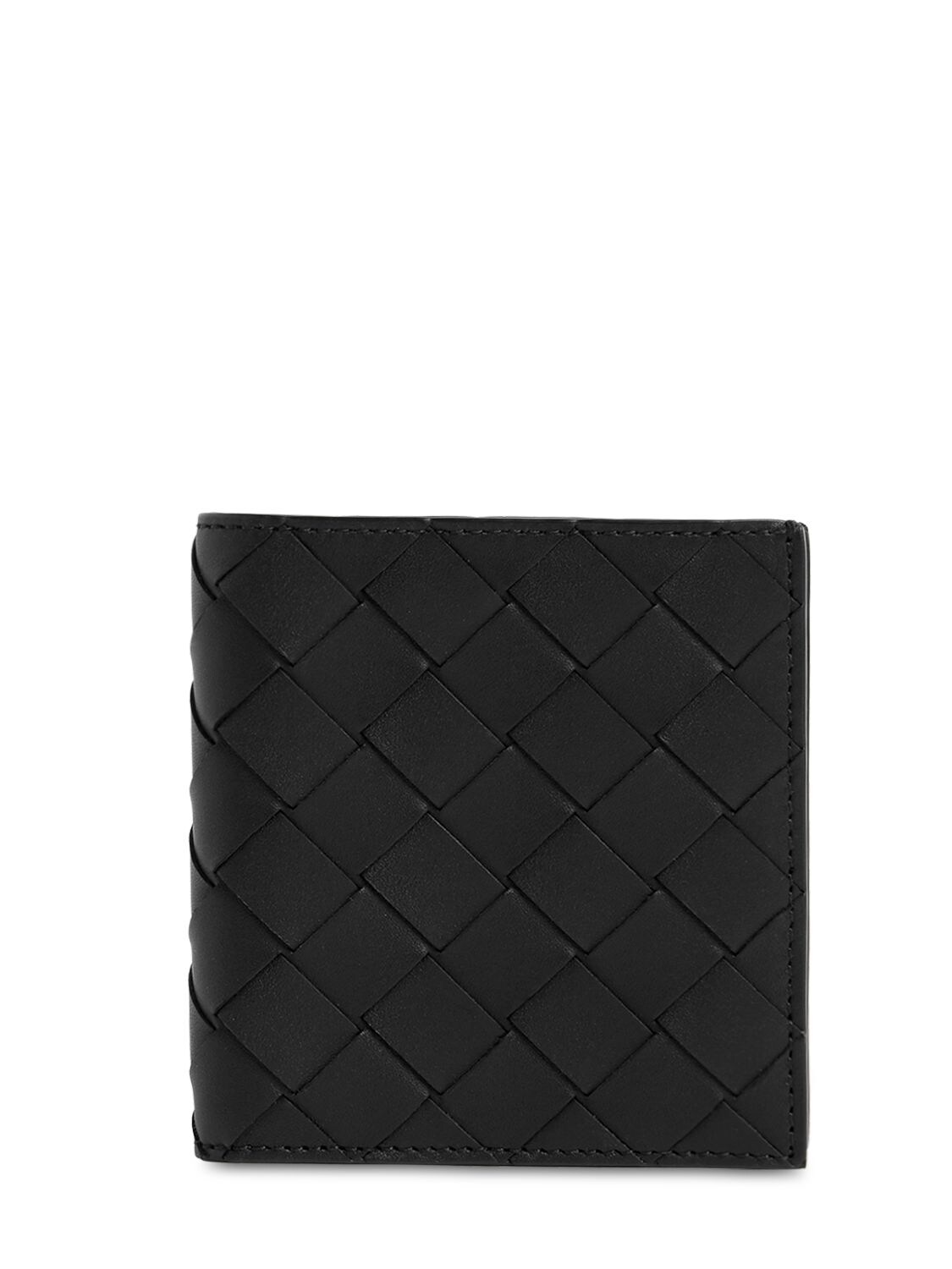 Shop Bottega Veneta Intrecciato Leather Bi-fold Wallet In Black