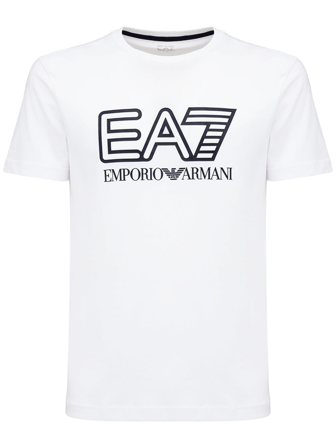 EA7 LOGO PRINTED COTTON JERSEY T-SHIRT,72I4Q2021-MTEWMA2