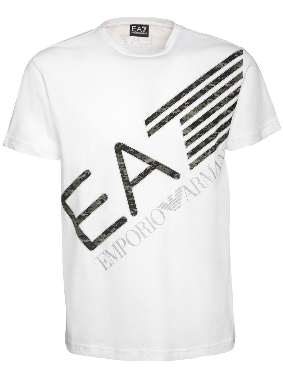 EA7 LOGO PRINTED COTTON JERSEY T-SHIRT,72I4Q2035-MTEWMA2