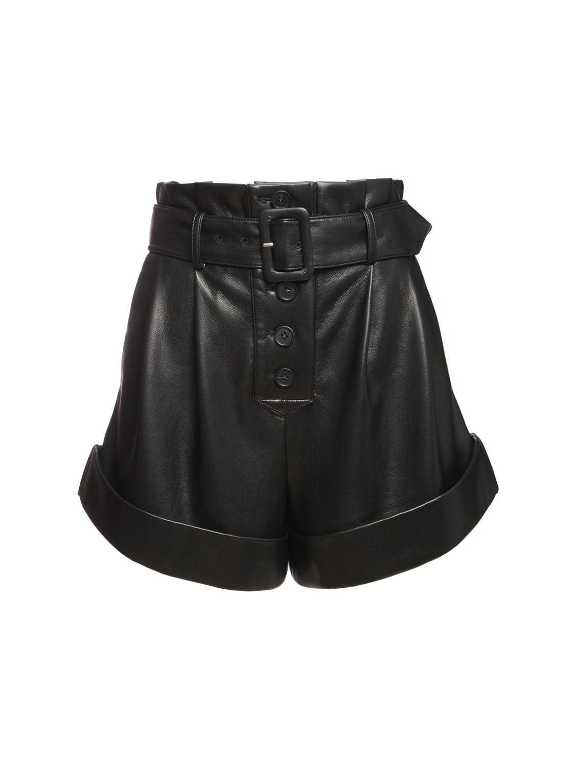 high rise leather shorts