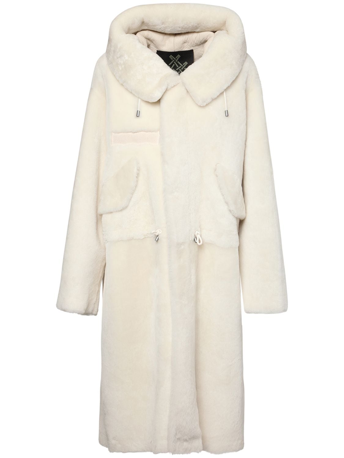 Mr & Mrs Italy Hooded Long Fur Coat In White