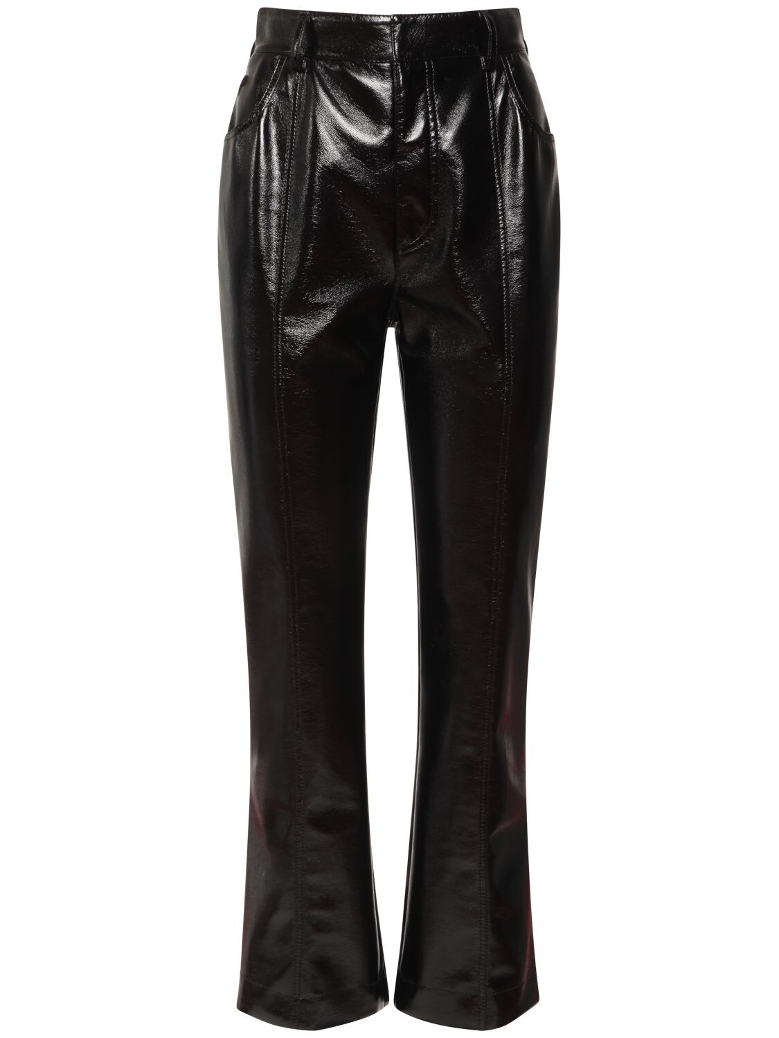 PHILOSOPHY DI LORENZO SERAFINI FAUX PATENT LEATHER CROP PANTS,72I4TE024-NTU10