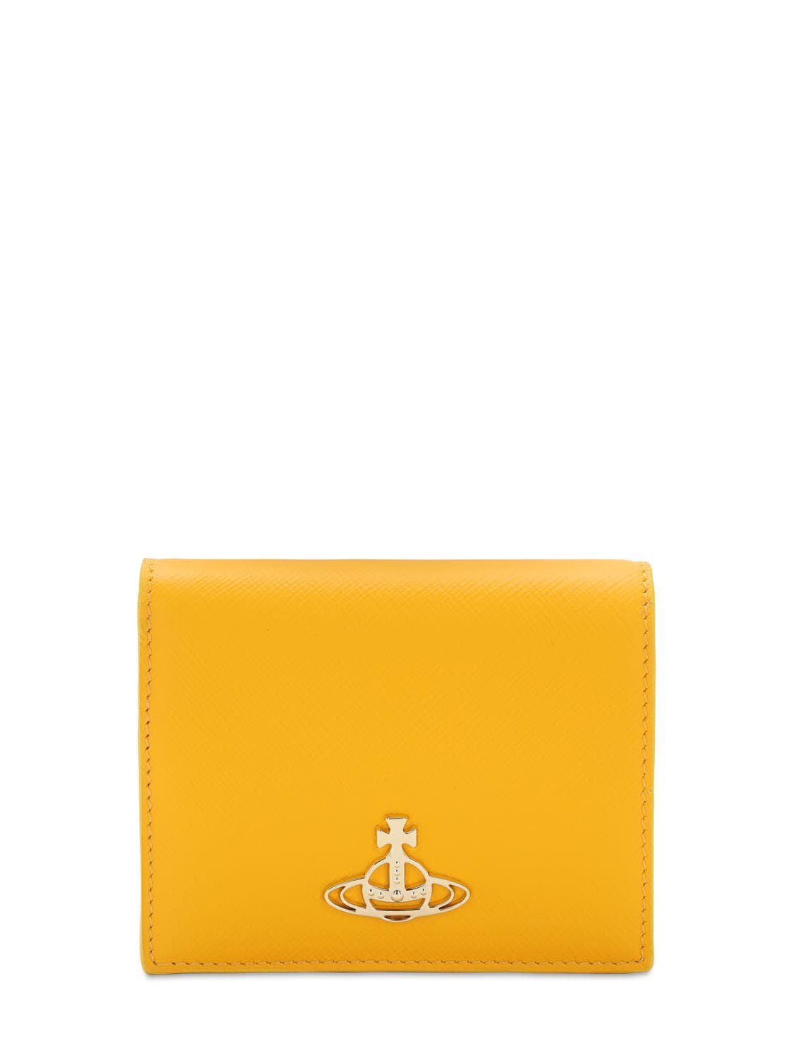 Vivienne Westwood Sofia Saffiano Leather Billfold Wallet In Yellow