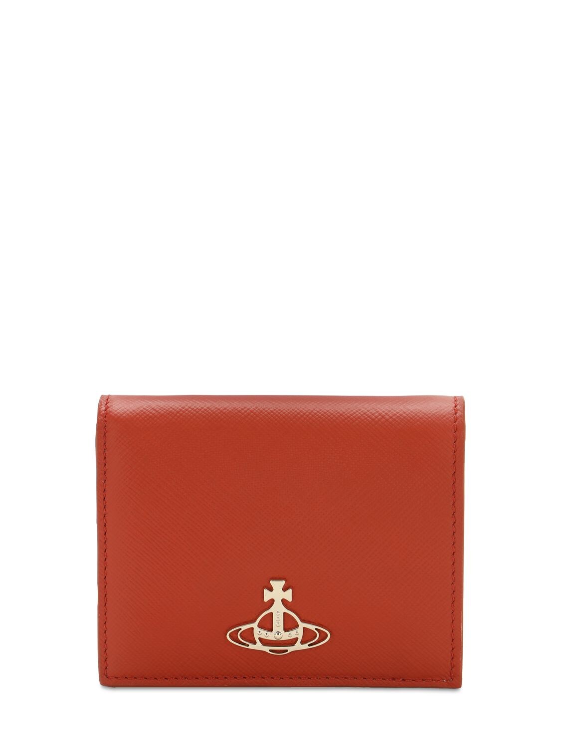 Vivienne Westwood Sofia Saffiano Leather Billfold Wallet In Orange