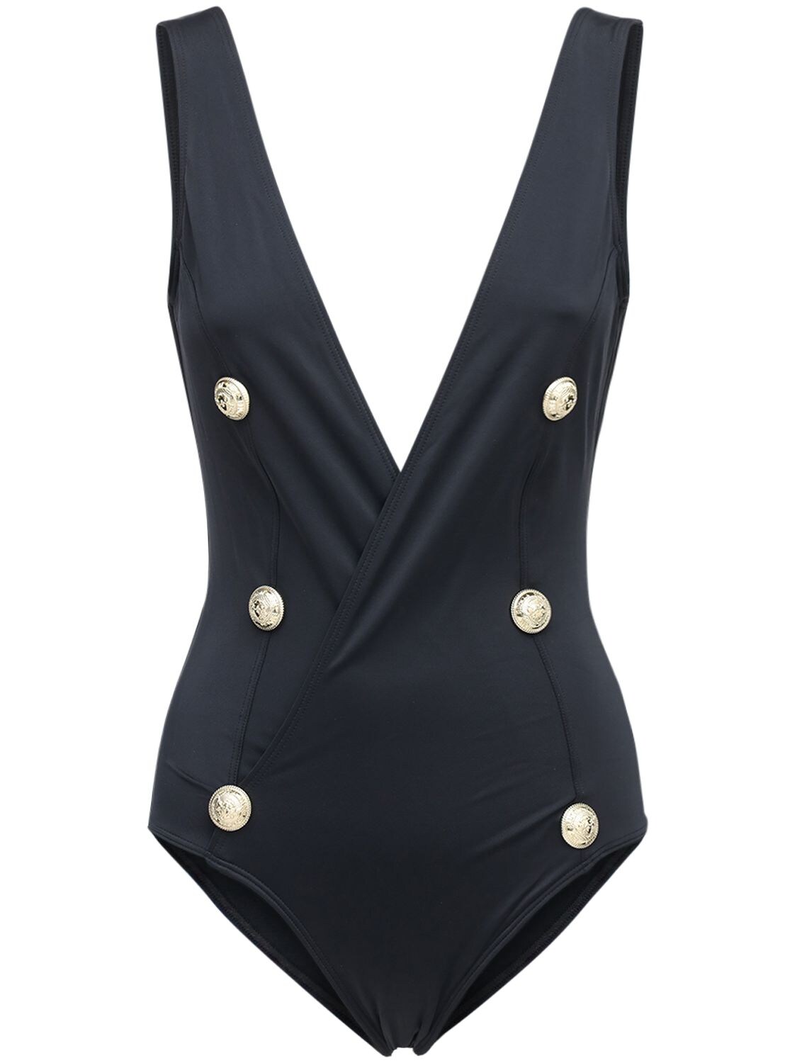 Buttoned One Piece Swimsuit W/ Low Back