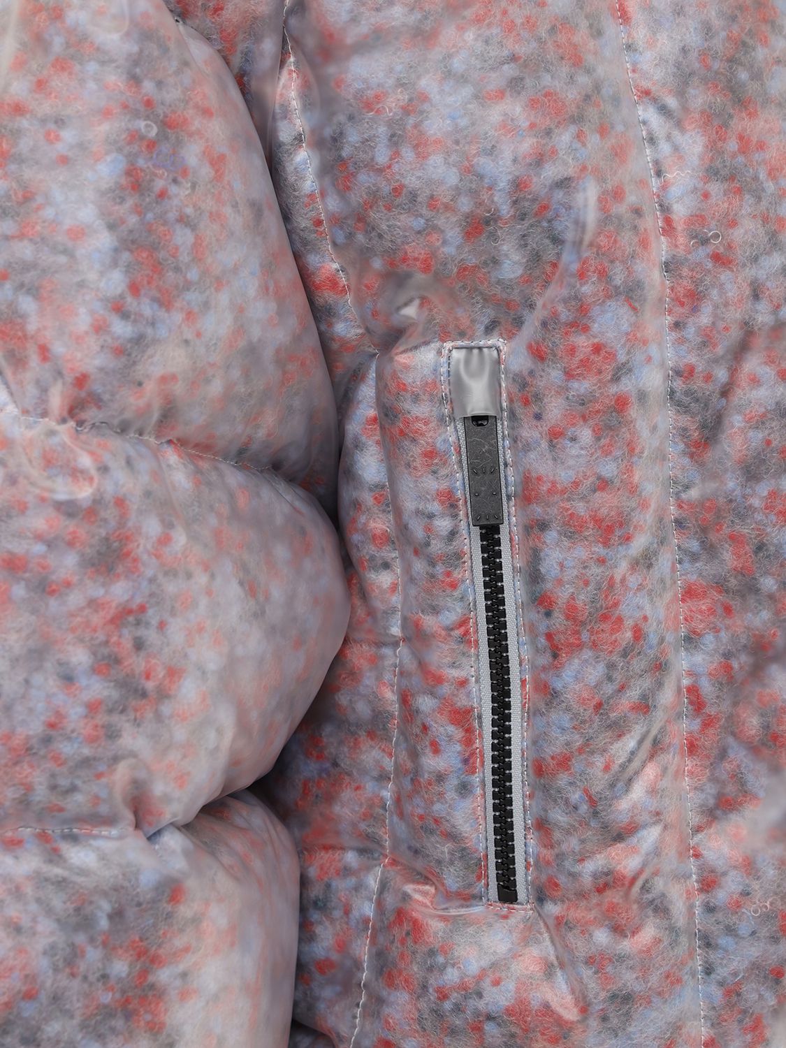 MCQ BY ALEXANDER MCQUEEN FOAM TRANSPARENT CROP PUFFER JACKET