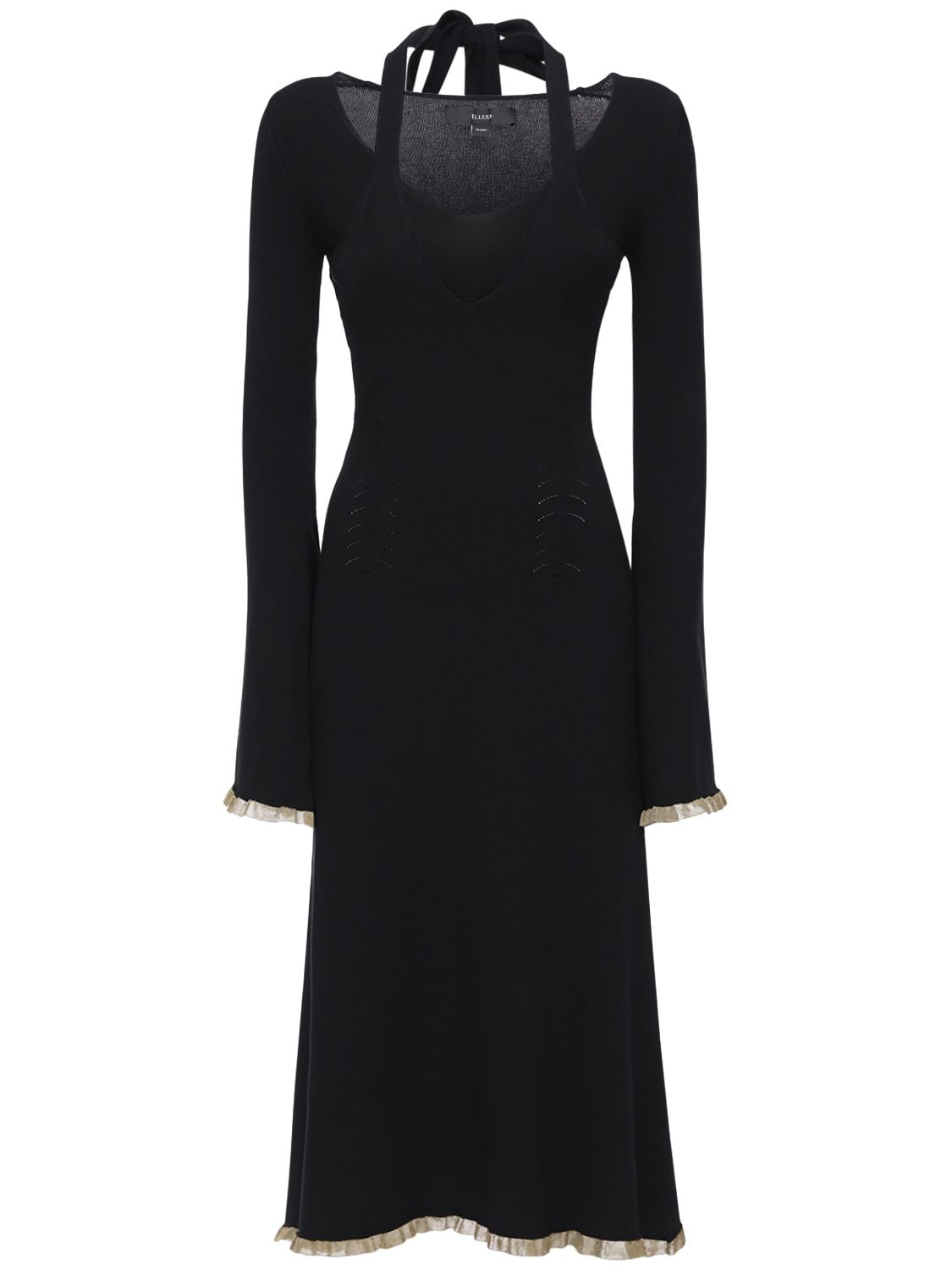 Ellery Flared Double Viscose Blend Midi Dress In Black