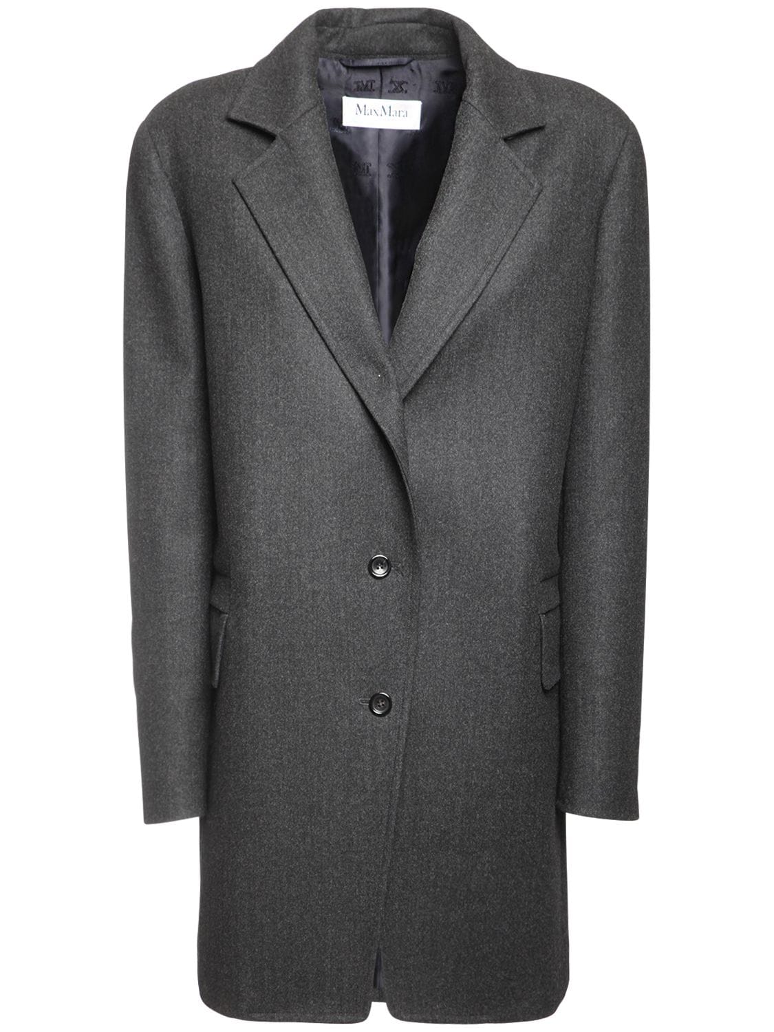 Max Mara Double Flannel Jacket In Dark Grey