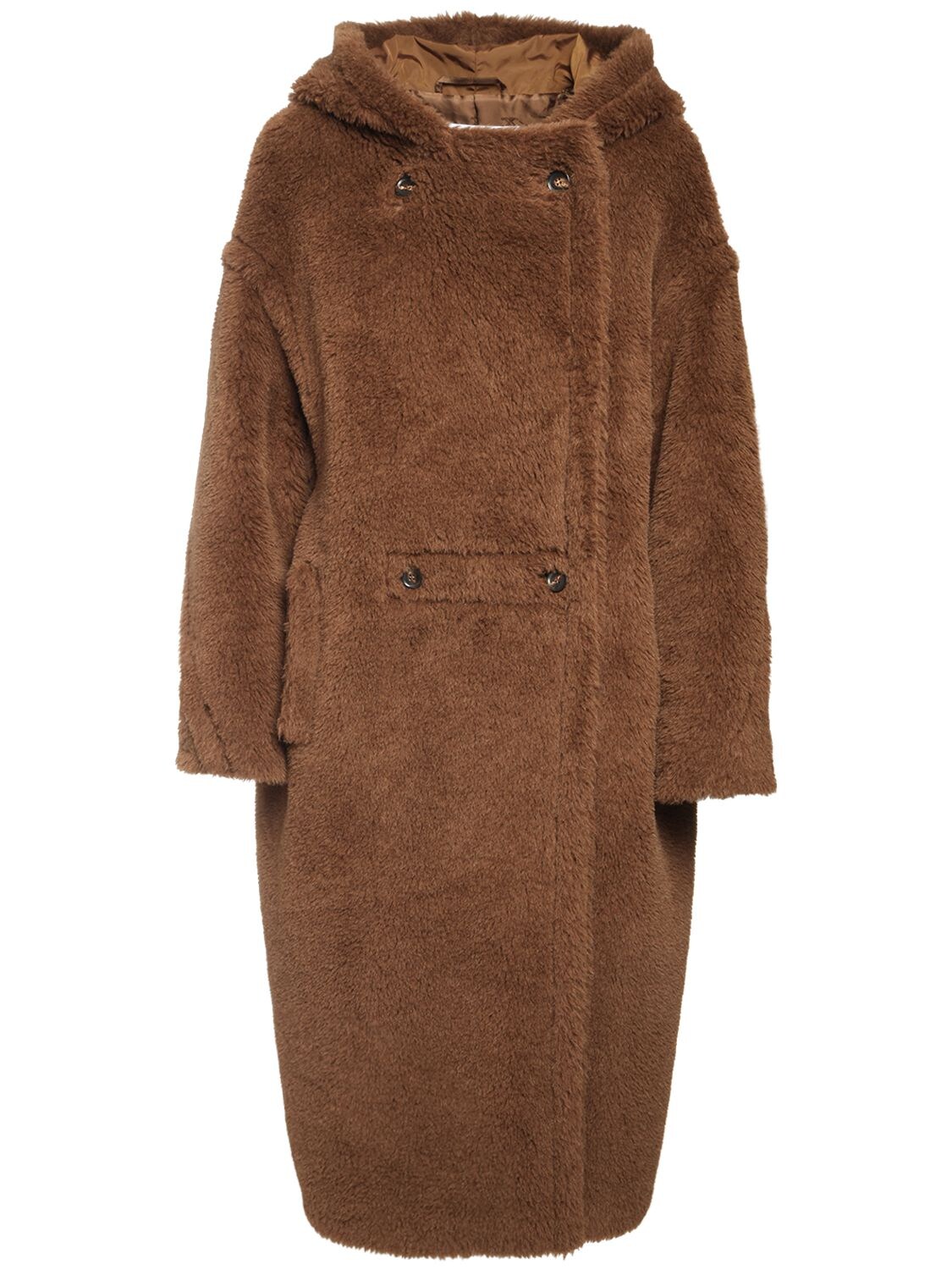 Max Mara Hooded Alpaca & Silk Teddy Coat In Brown | ModeSens