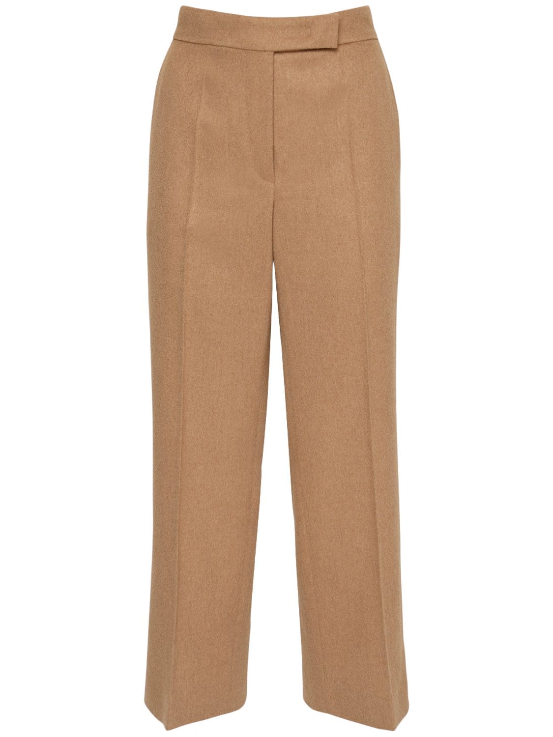 Max Mara Cropped Camel Trousers W/ Satin Side Bands