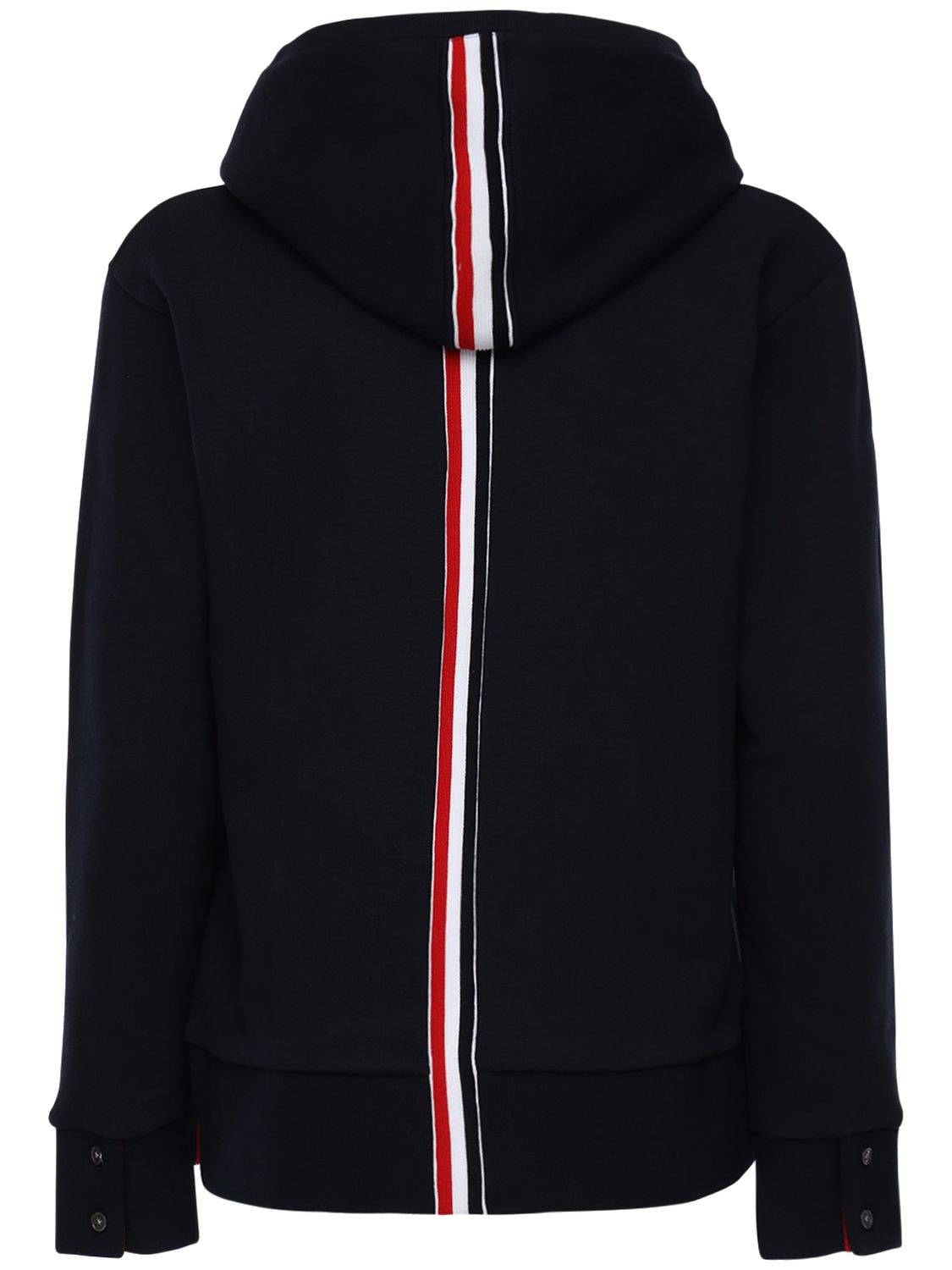 Shop Thom Browne Zip-up Cotton Jersey Sweatshirt Hoodie In Blue