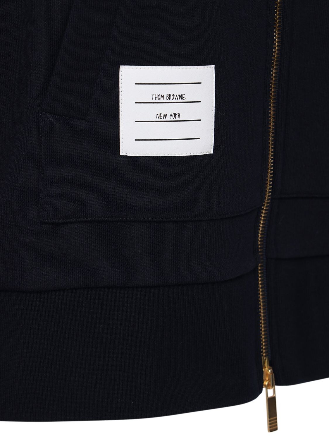 Shop Thom Browne Zip-up Cotton Jersey Sweatshirt Hoodie In Blue