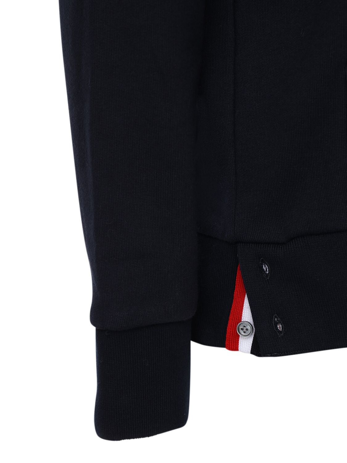 Shop Thom Browne Zip-up Cotton Jersey Sweatshirt Hoodie In Blue