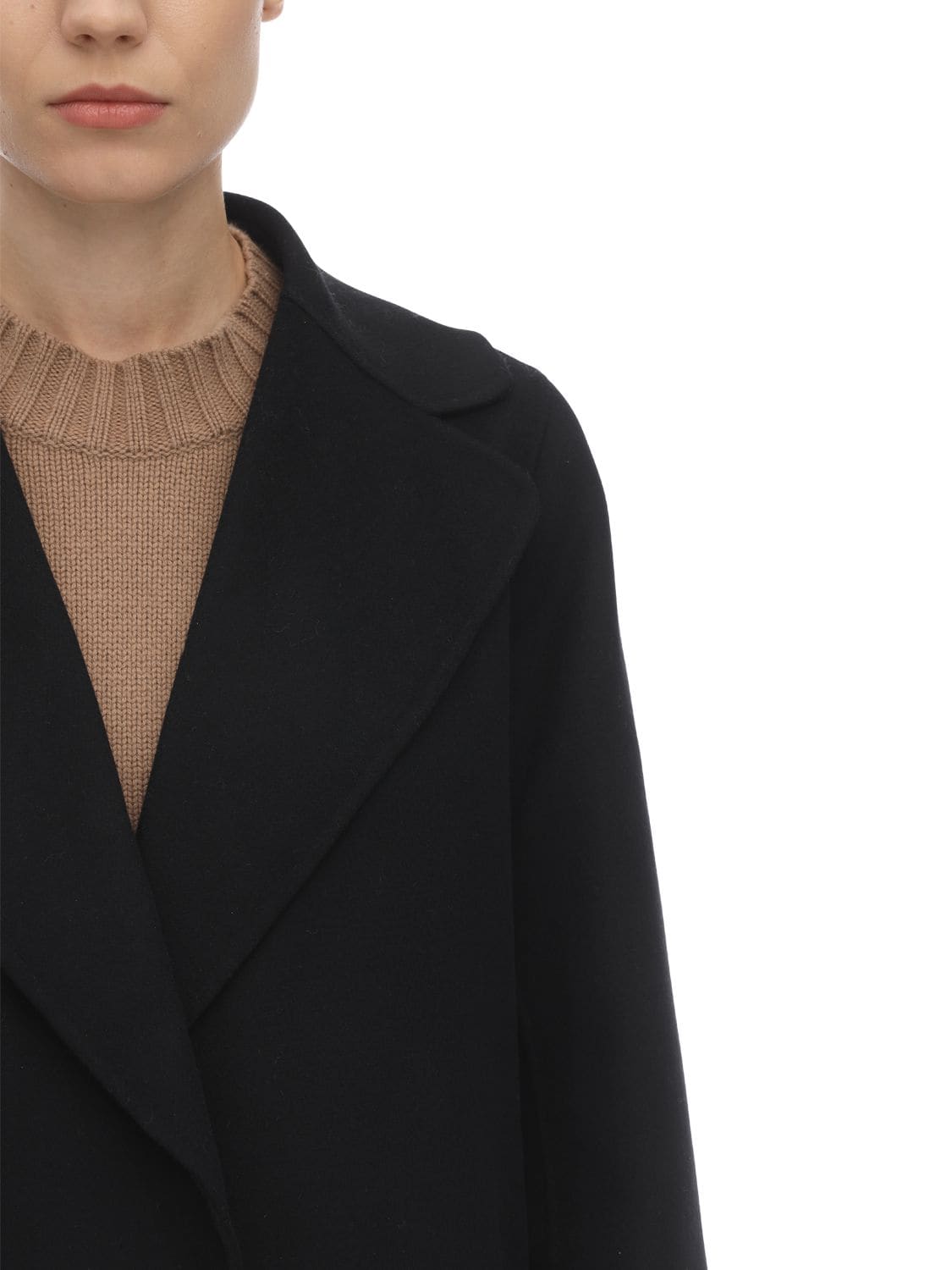 Shop 's Max Mara Poldo Belted Wool Coat In Black