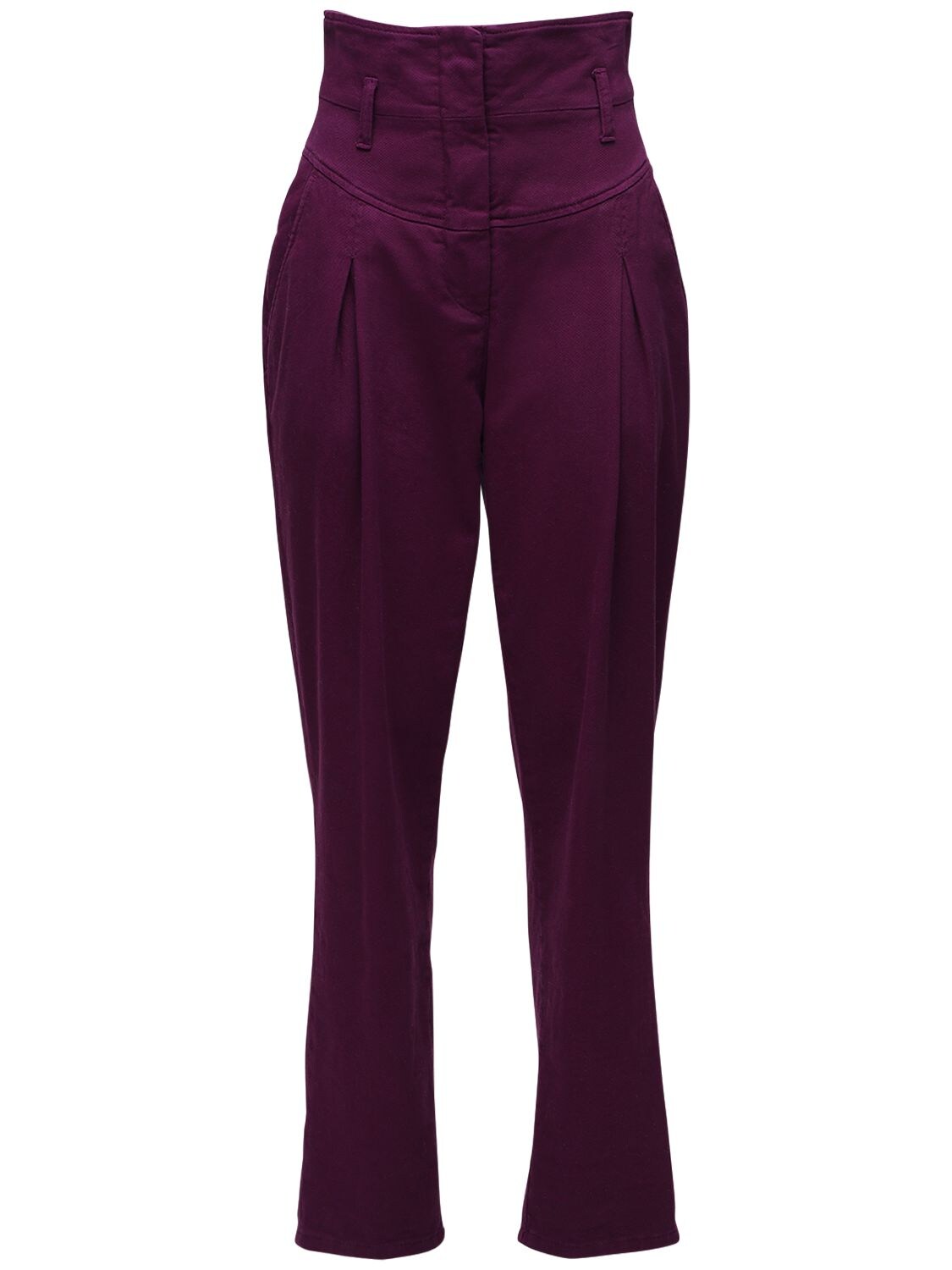 Alberta Ferretti High Waist Stretch Cotton Denim Jeans In Purple