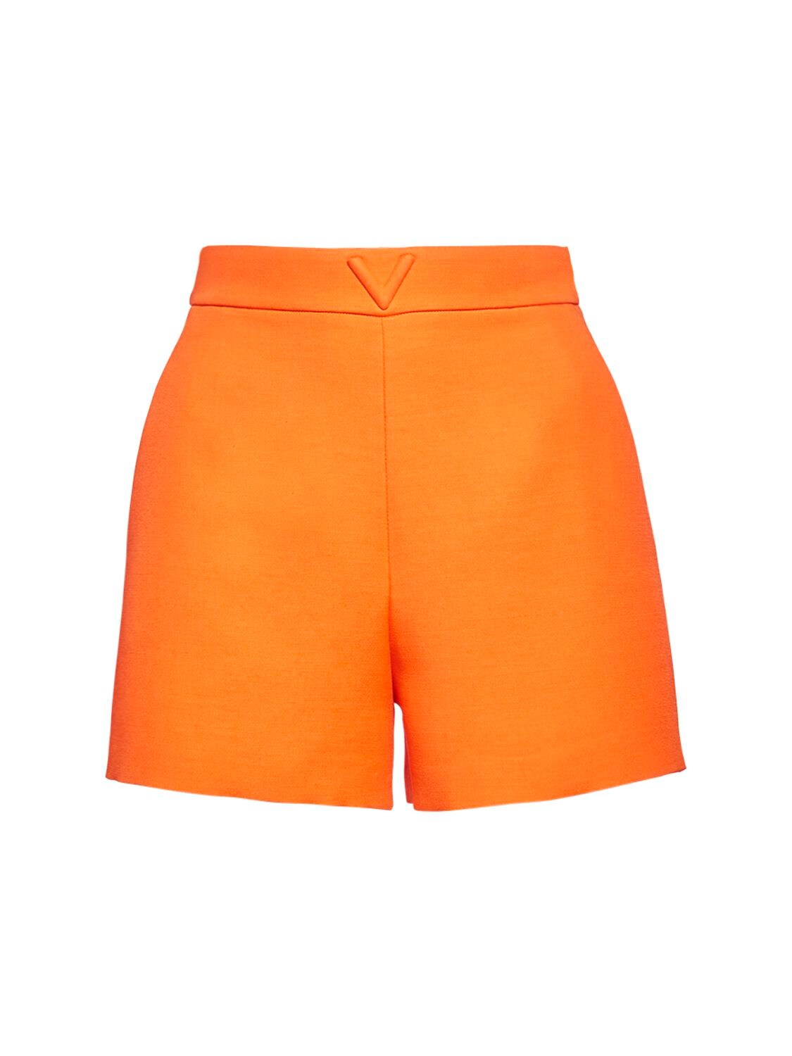 Valentino V Logo Wool & Silk Couture Shorts In Orange