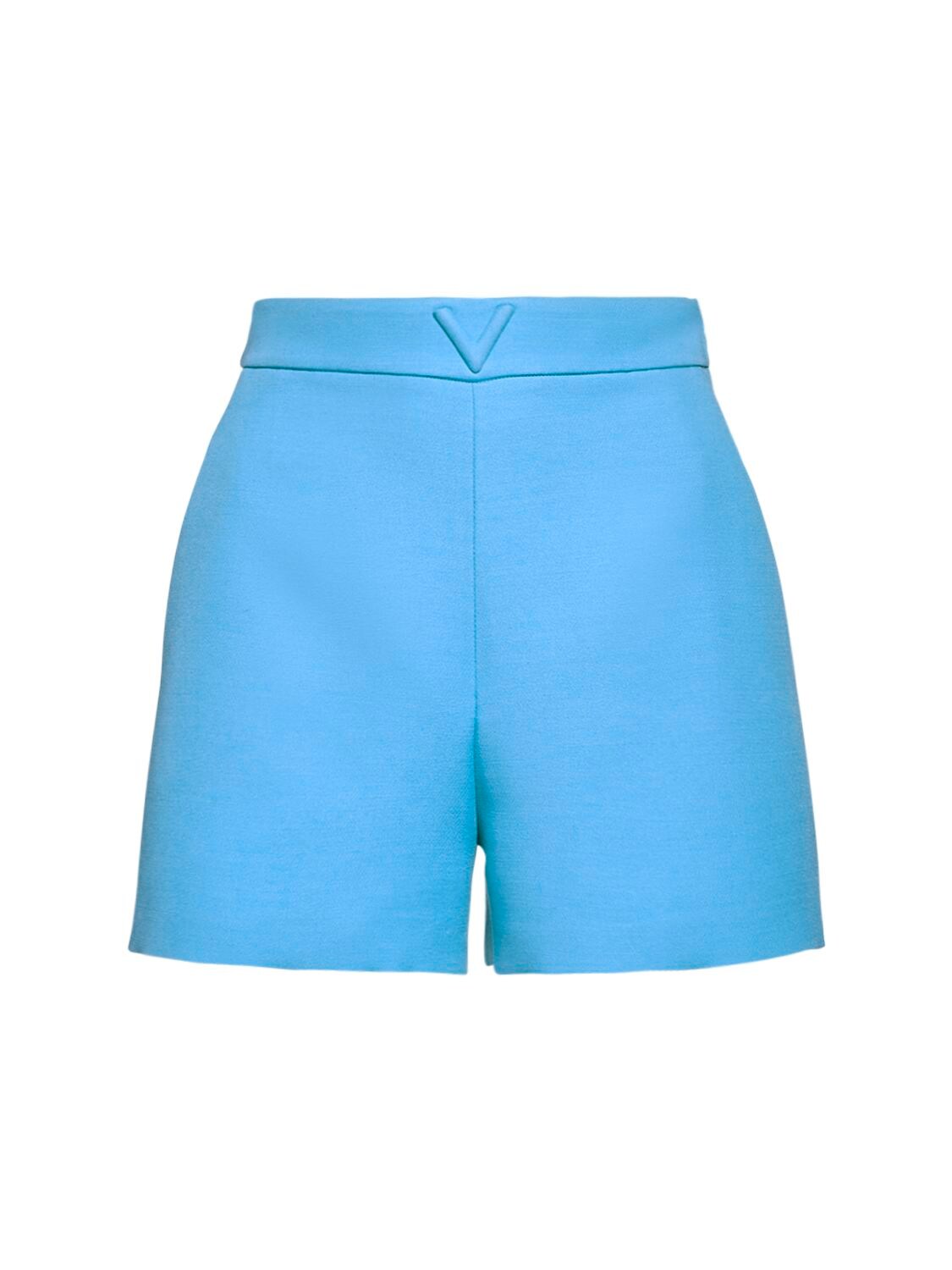 Valentino V Logo Wool & Silk Couture Shorts In Bright Blue