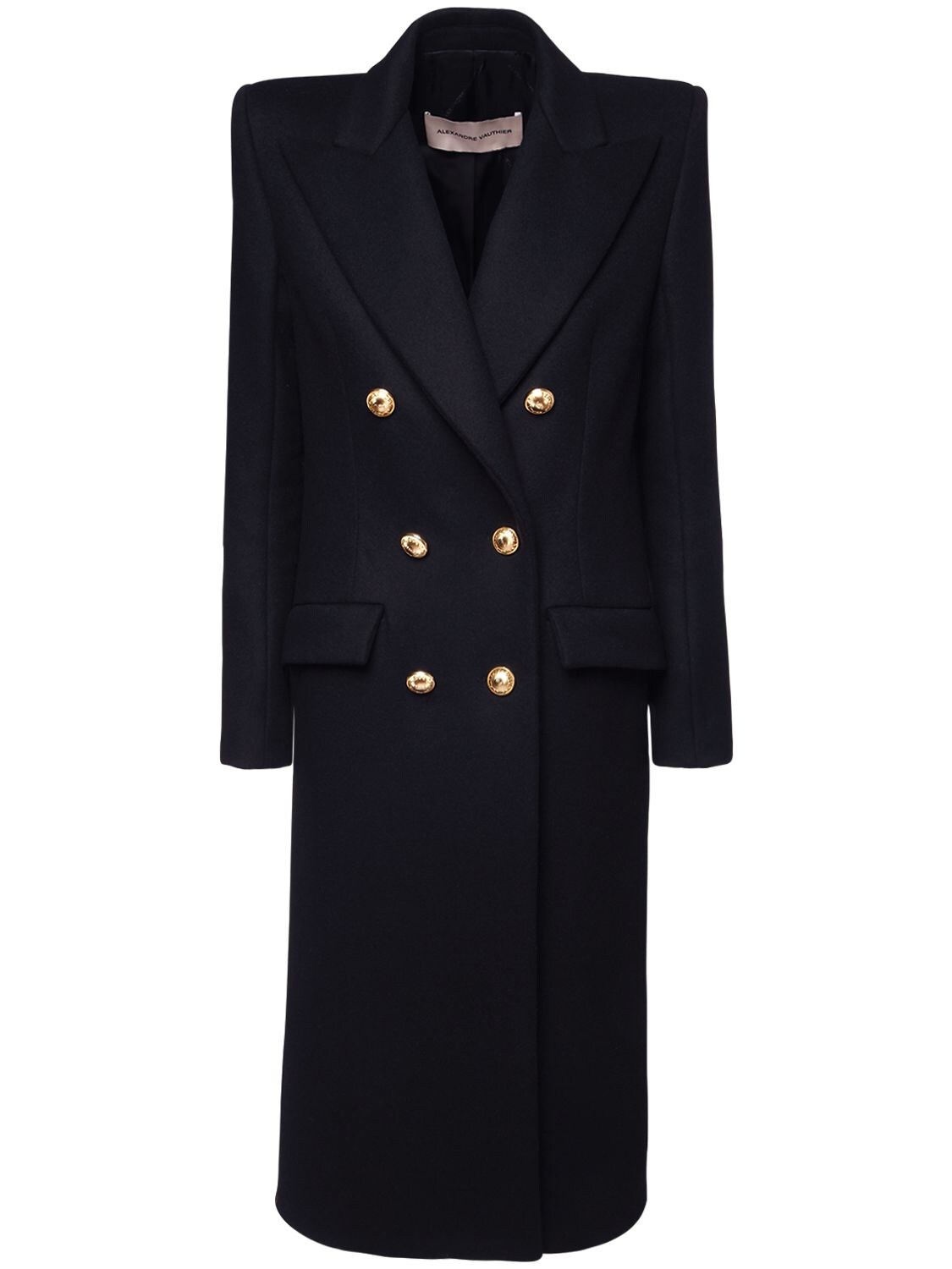 ALEXANDRE VAUTHIER DOUBLE BREASTED MELTON WOOL LONG COAT,72I5BH005-QKXBQ0S1