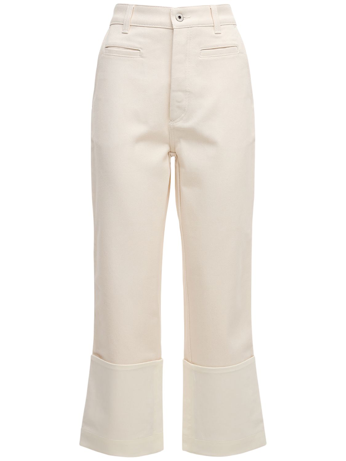 Cropped Cotton Denim Fisherman Jeans