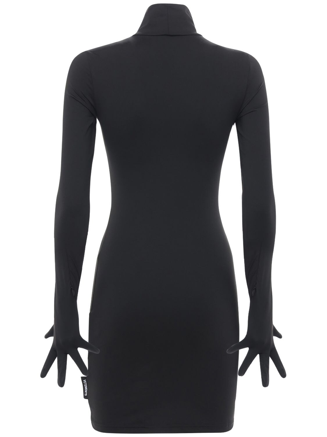 Vetements Stretch Turtleneck Mini Dress W/gloves In Black | ModeSens