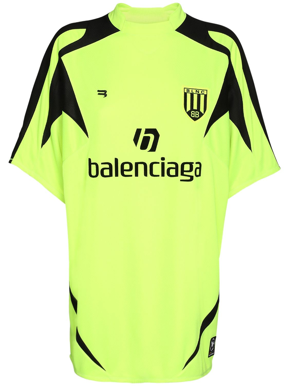 Balenciaga Oversized Logo Mesh Football T-shirt In Yellow,black