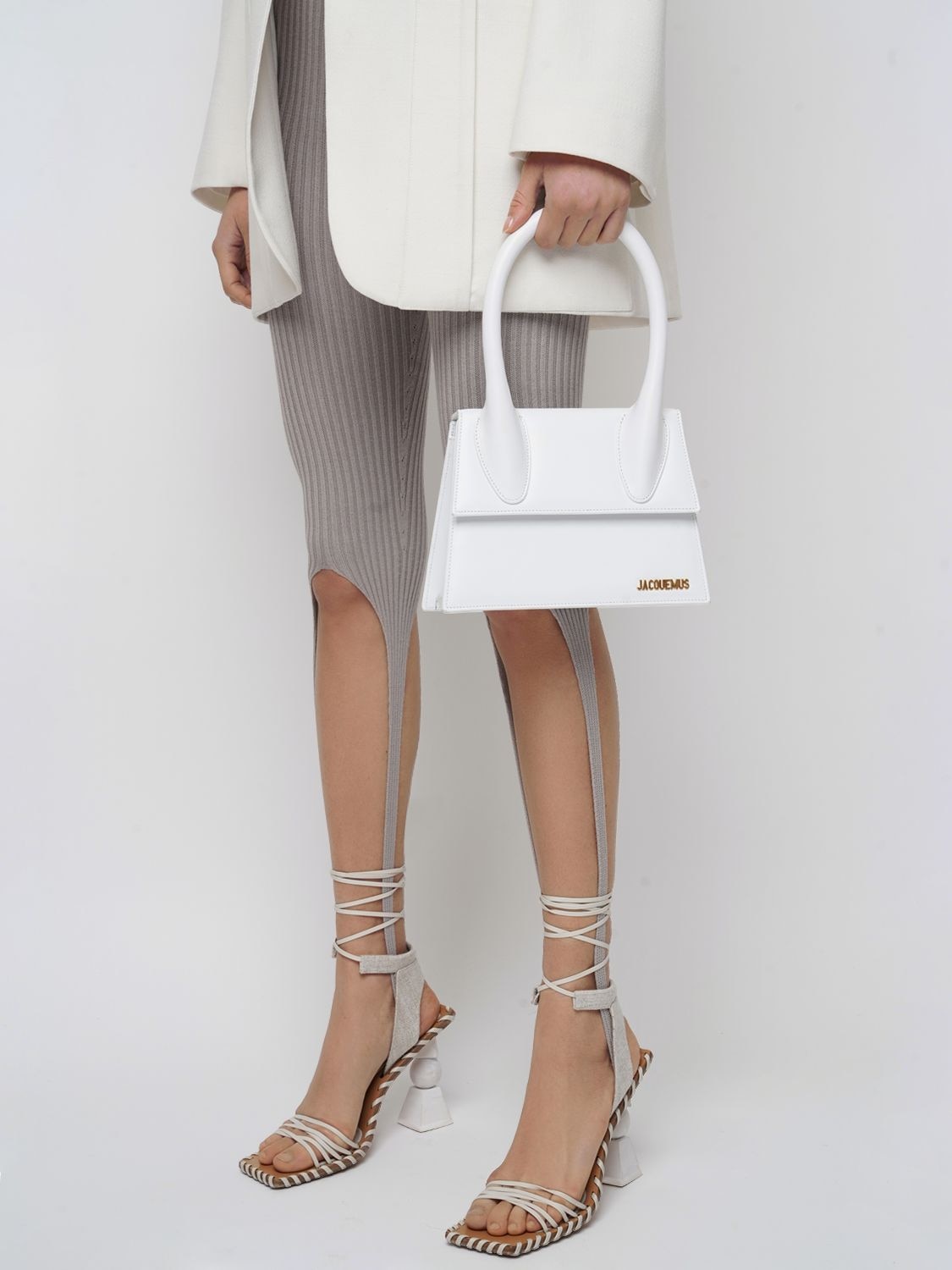 Jacquemus Le Grand Chiquito Leather Top Handle Bag In White | ModeSens