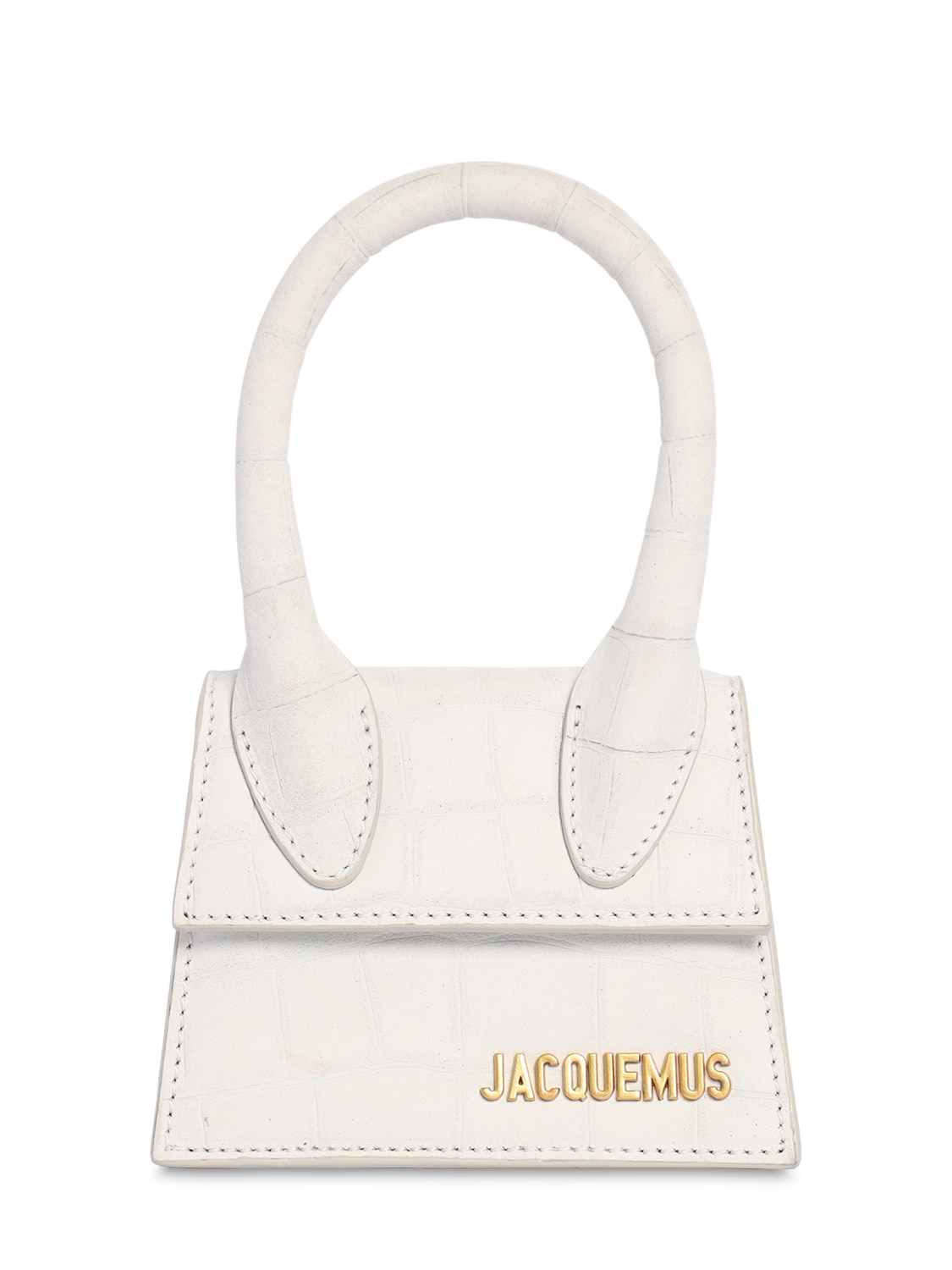 Jacquemus Le Chiquito Croc Embossed Leather Bag In White