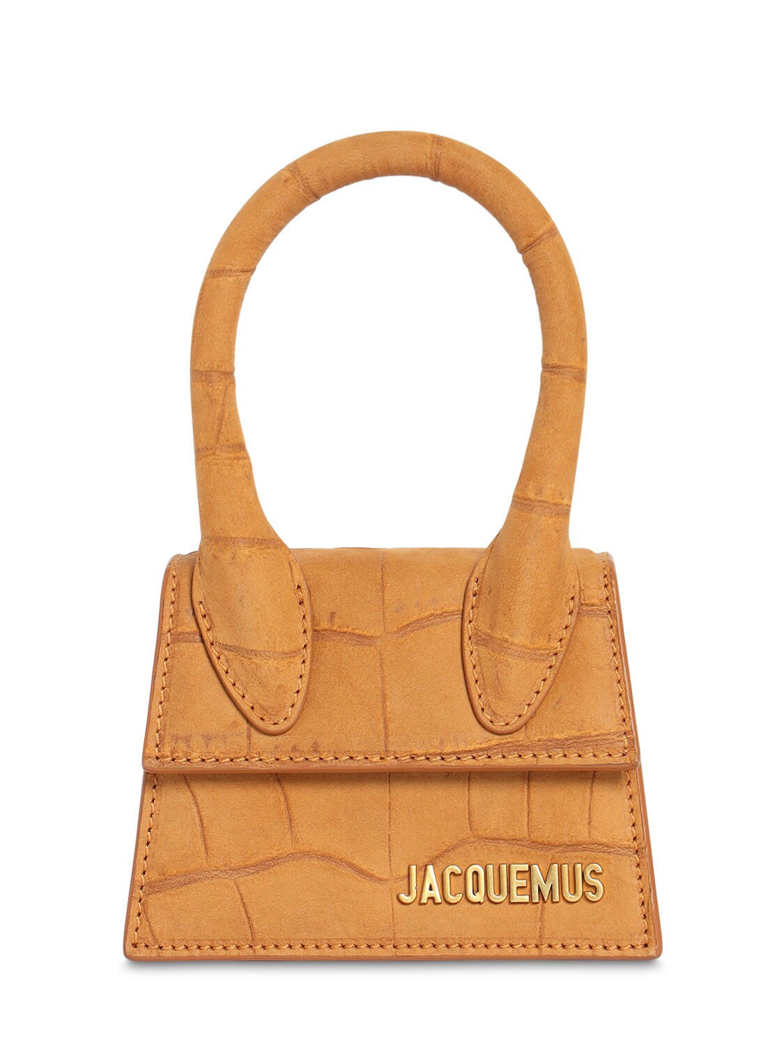 Jacquemus Le Chiquito Croc Embossed Leather Bag In Honey