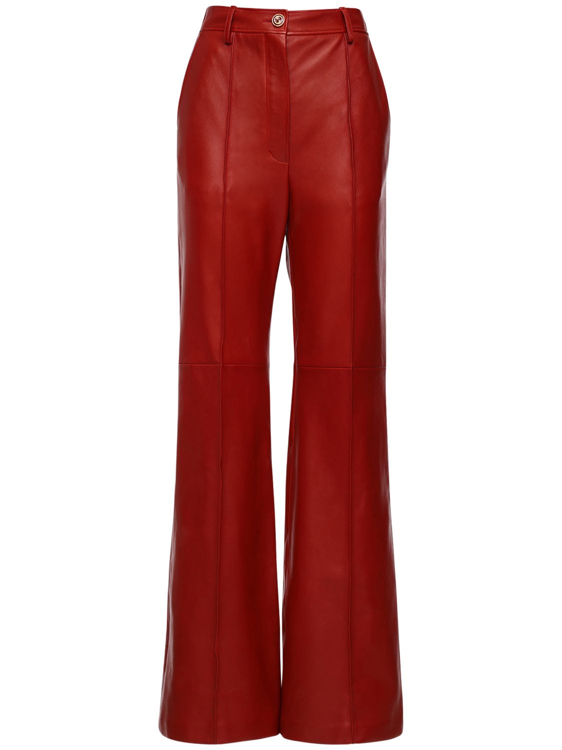 GUCCI PLONGÉ LEATHER HIGH WAIST trousers,72I5K1002-NJQ2MA2