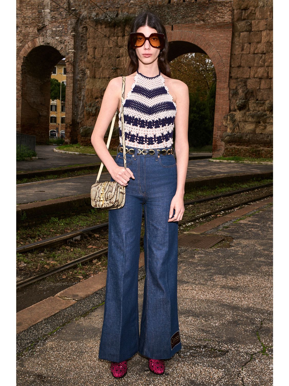 GUCCI WOOL KNIT CROCHET CROP TOP