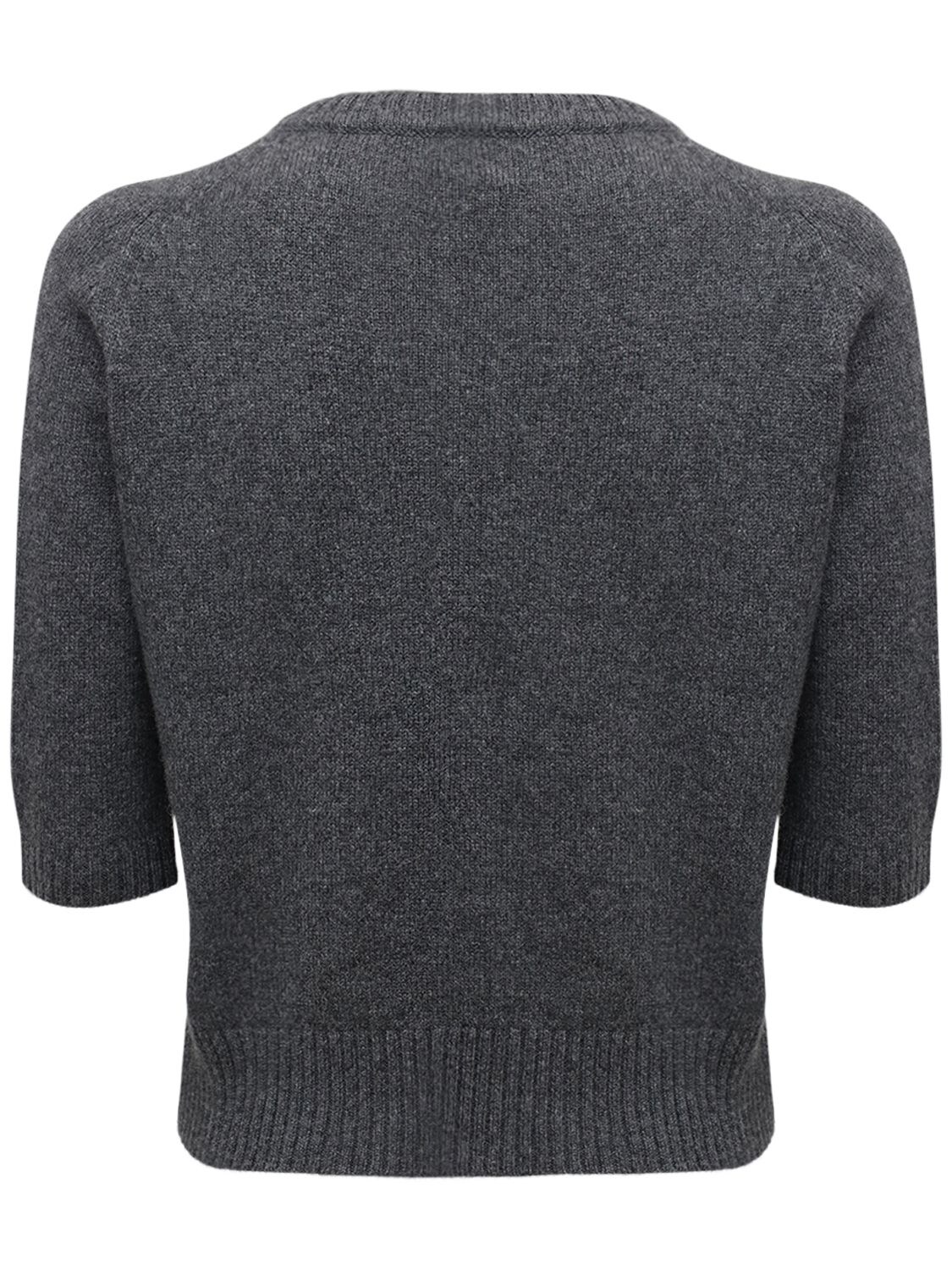 Shop Gucci Cashmere Knit Top W/ Horsebit In Grey