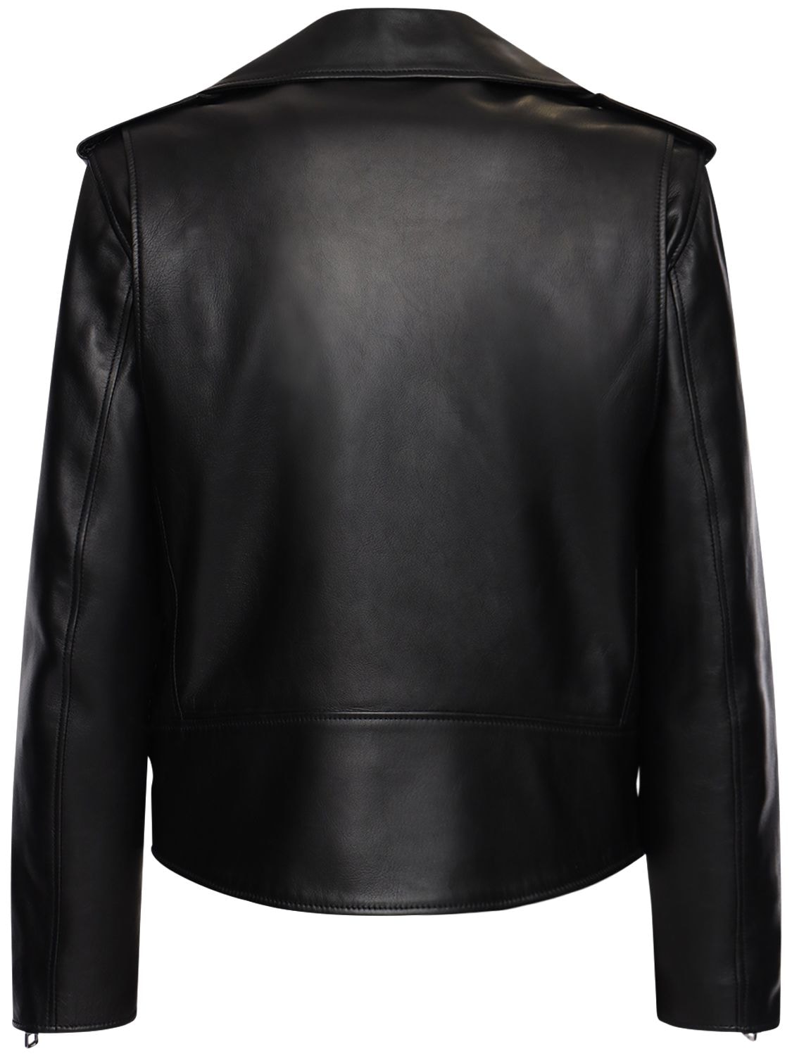 Shop Gucci Leather Biker Jacket In Black