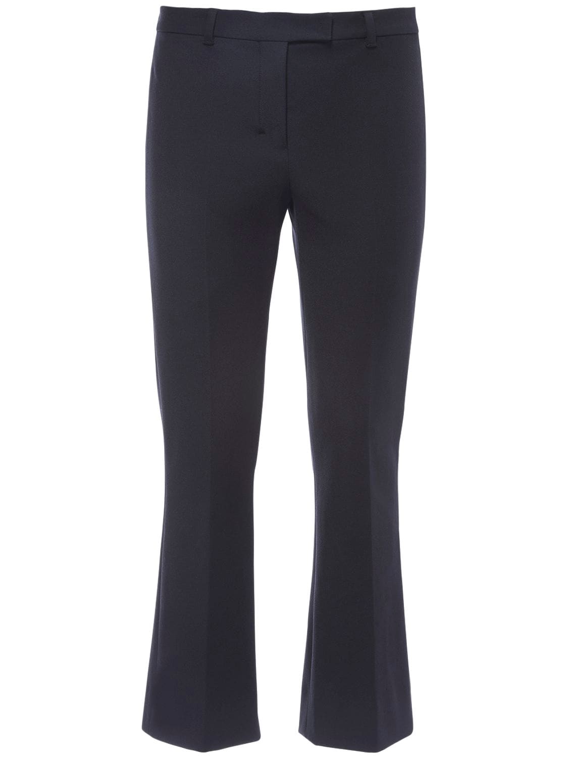Max Mara Cropped Stretch Cotton Twill Pants In Blue