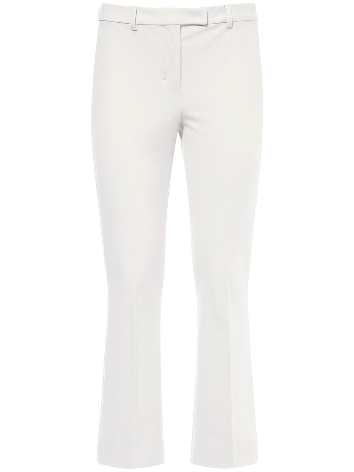 's Max Mara Cropped Stretch Cotton Twill Trousers In Light Grey