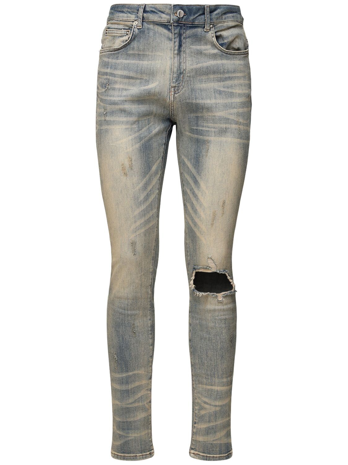 Flaneur Homme Skinny Destroyed Indigo Denim Jeans In Blue