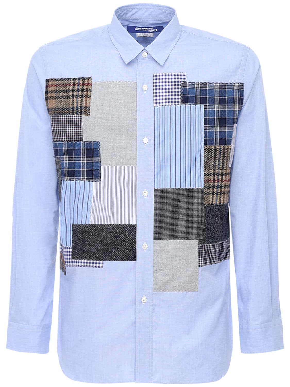 JUNYA WATANABE COTTON POPLIN SHIRT W/ WOOL PATCHES,72I66G012-MQ2