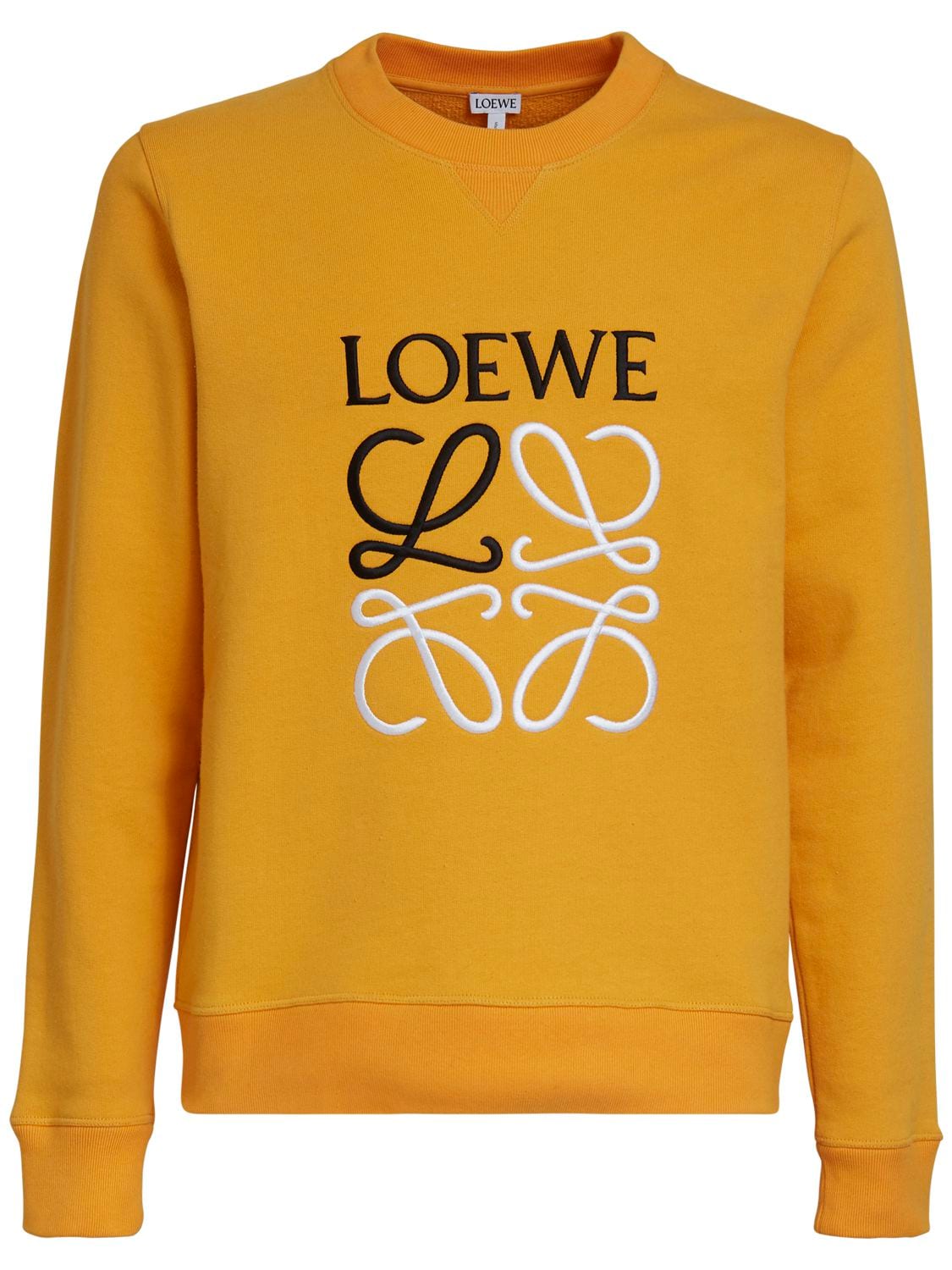 Loewe Anagram Embroidery Cotton Crewneck In Orange