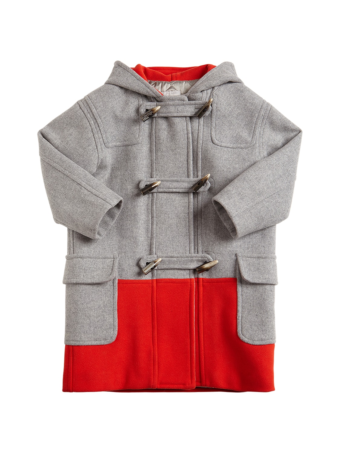 Stella Mccartney Kids' Montgomery Wool Blend Coat In Grey,red