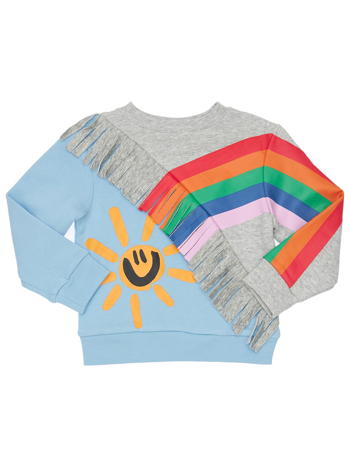 Stella Mccartney Kids' Rainbow Print Cotton Sweatshirt In Multicolor