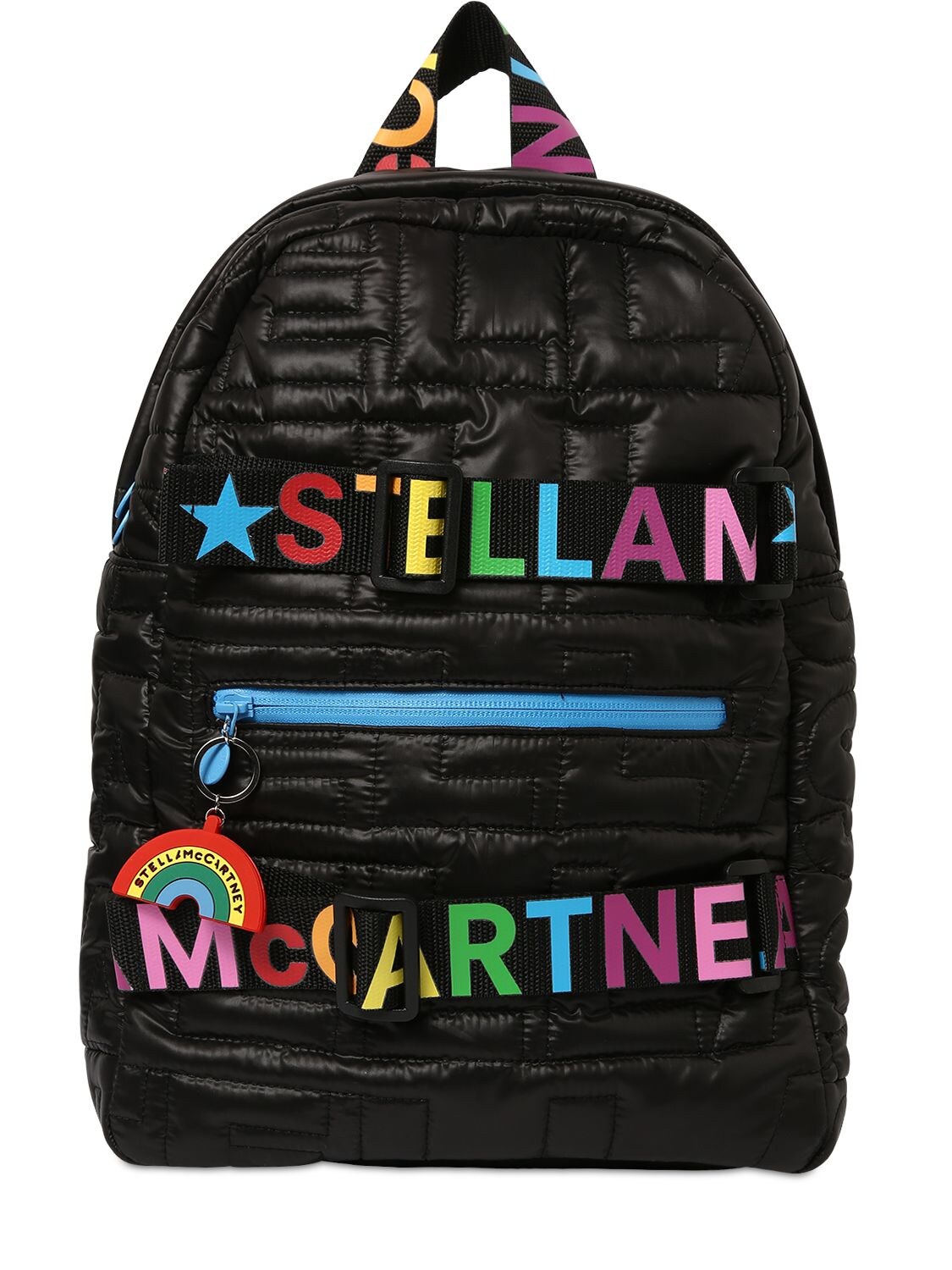 Stella Mccartney Kids' Logo Quilted Recycled Poly Backpack In Black